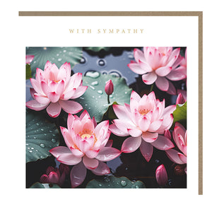 Send your heartfelt condolences with C3714. Featuring beautiful water lilies and sympathetic foiled text, this card offers a thoughtful and supportive sentiment in a simple yet meaningful way.