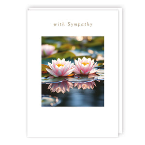 Introducing our elegant sympathy card, featuring serene pond lilies to offer comfort during tough times. Perfect for expressing heartfelt condolences with grace and tranquillity. Whether you're sending sympathy wishes, a bereavement note, or a condolence message, this card conveys compassion and support beautifully.